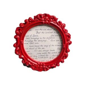 Michaels Ornate Baroque Red Round Picture Frame Small Tabletop 3.5x3.5